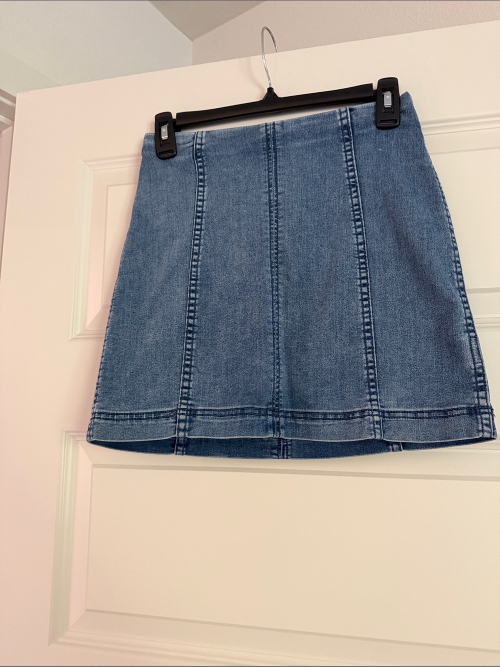 Free People Blue Denim Panel Mini Skirt